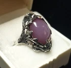 Sterling Silver Lavender Jadeite Doublet Claw Ring Sz 8 1/4 ATQ Arts & Crafts