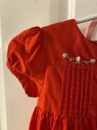 Periwinkle-Baby Girl Size 18 Mo Red Cotton Embroidered Dress With Bloomers EUC! - Picture 8 of 11