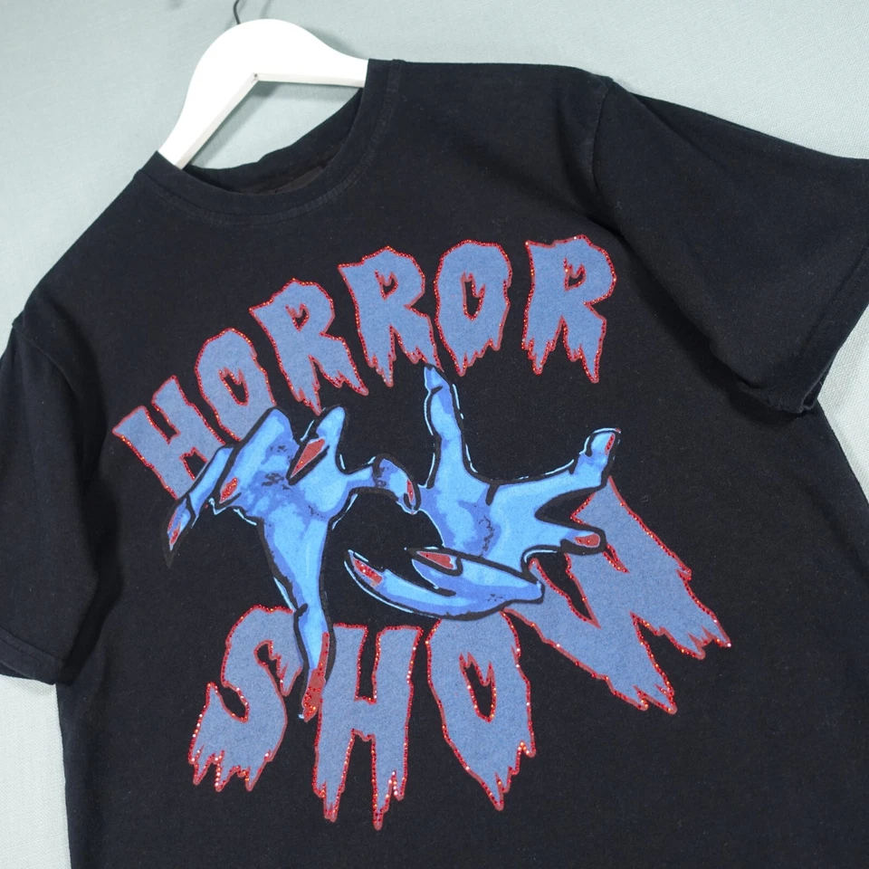 The Kooples T Shirt Mens 2 Black Blue Red Sequin Paris Horror Show Monster Claws - Image 2 of 4
