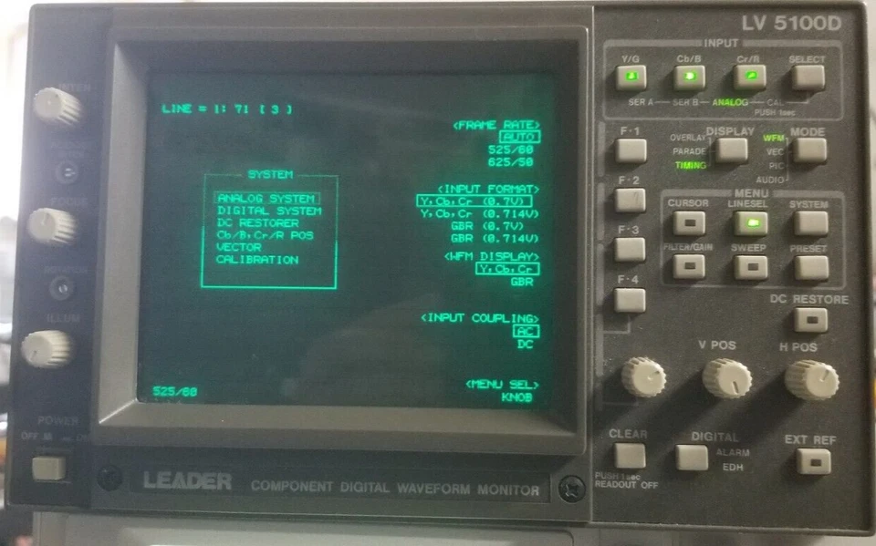 Monitor de forma de onda de video digital/analógico Leader LV-5100D vectroscopio serie y YPbPr Foto 4 de 4