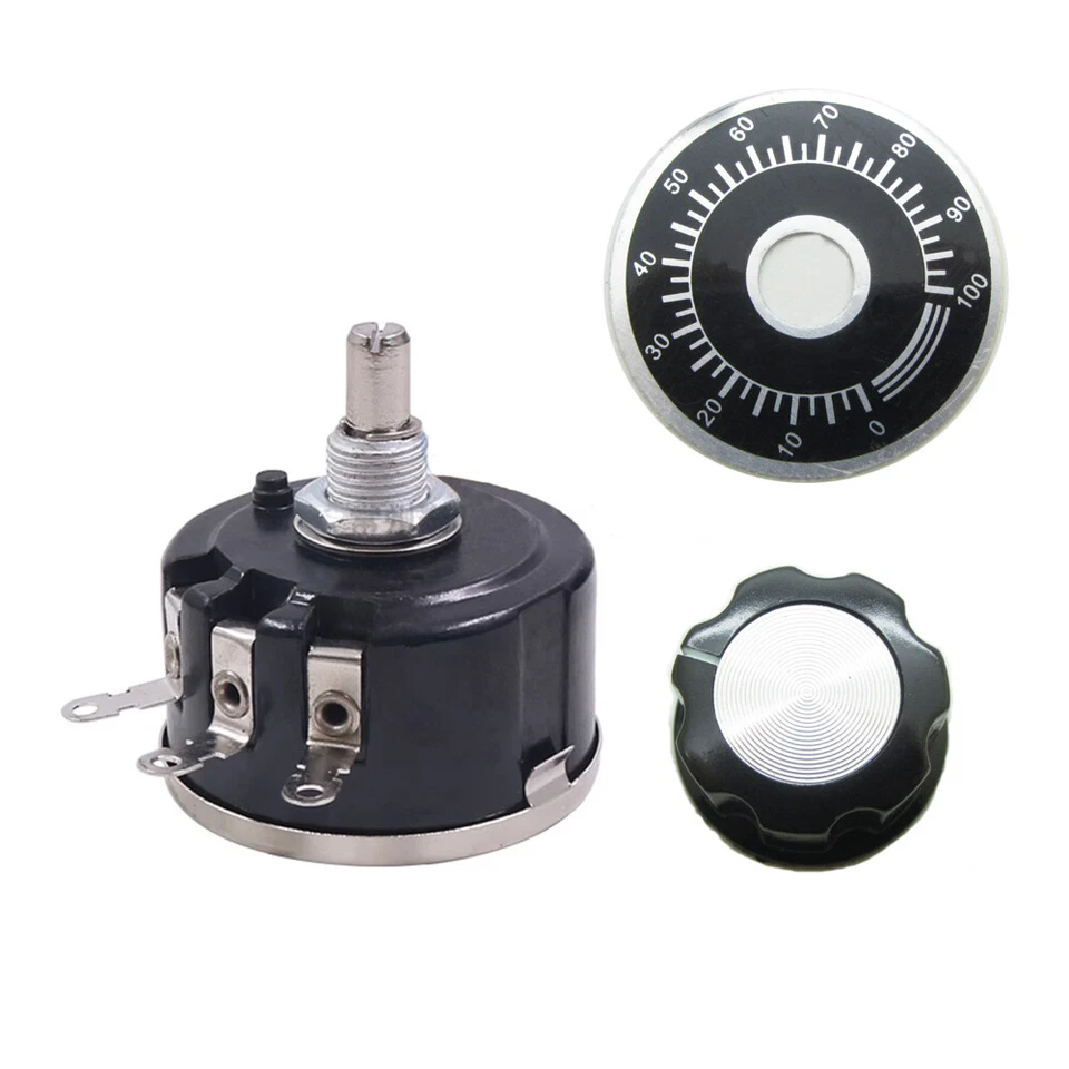 5W Drehpotentiometer Single Turn Linear Wirewound Pot + Regler Dial 100-47K Ohm - Bild 3 von 4