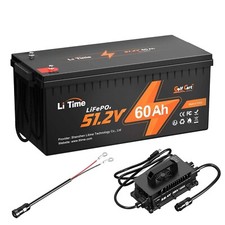 LiTime 48V 51.2V 60Ah Golf Cart LiFePO4 Lithium Battery with 58.4V 18A Charger