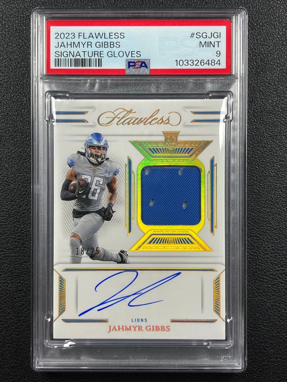 Jahmyr Gibbs Panini Flawless Signature Gloves #SGJGI Base