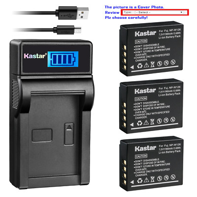 Kastar Battery LCD USB Charger for Fujifilm NP-W126S BC-W126 & Fujifilm X-H1