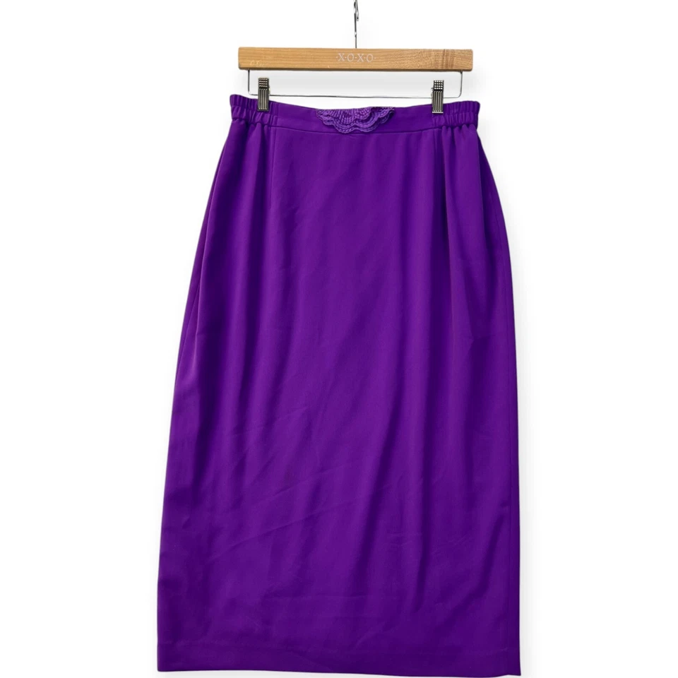 Falda clásica vintage Louise Ricci para mujer talla 12 midi de encaje recto sirena de oficina Foto 3 de 4