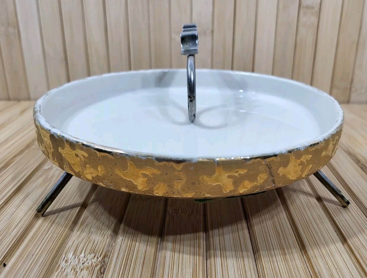 Cigarette Ashtray Hand Decorated Weeping Bright 22K Gold with