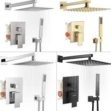 Shower Faucet Set Luxury Rainfall Shower Head Combo Set Wall Mounted Mixer Valve