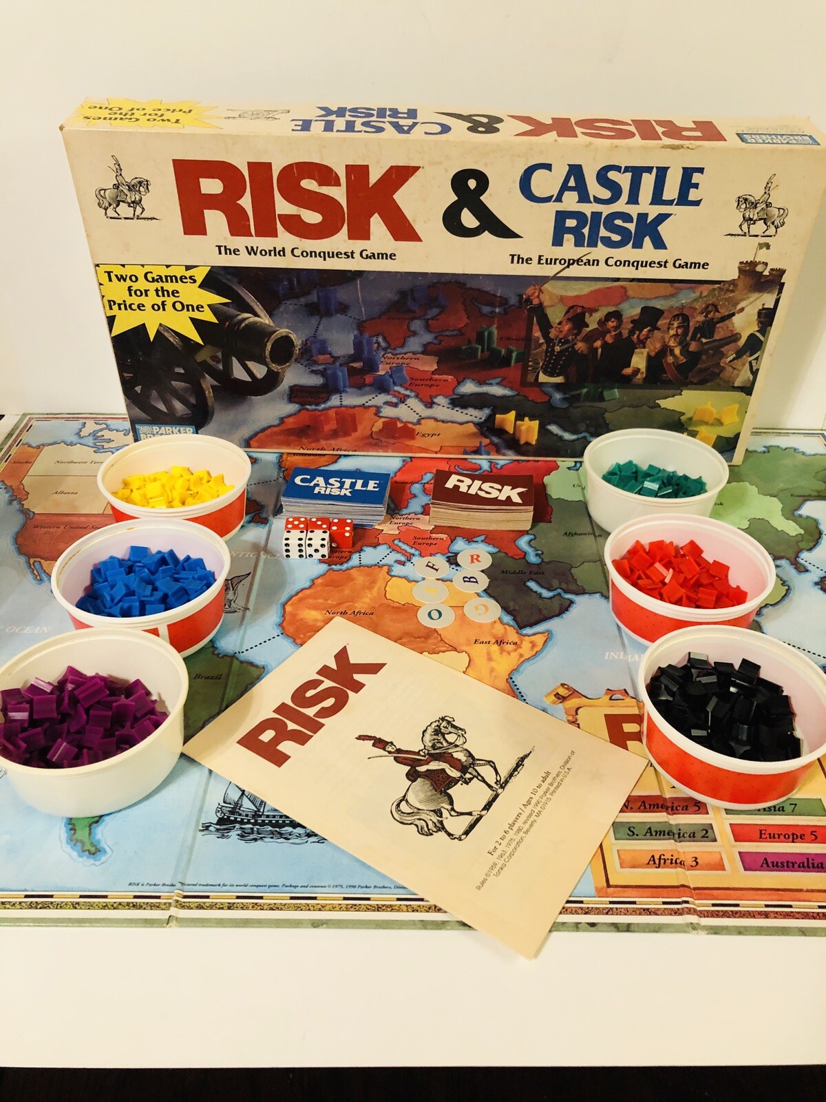 Castle Risk Rules RISK & CASTLE RISK 2-in-1 Dual Board Game 1990 Parker Brothers Complete ...