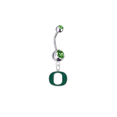 Oregon Ducks Silver Belly Button Navel Ring - Customize Gem Color - NEW - Picture 3 of 8