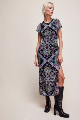 iris flared maxi dress Lace Long Sleeve Flare Layered Silhouette Mini Dress main image 1