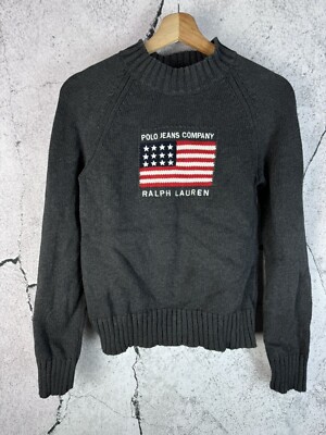 Polo Jeans Ralph Lauren USA Flag Sweater Knit Rare Vintage