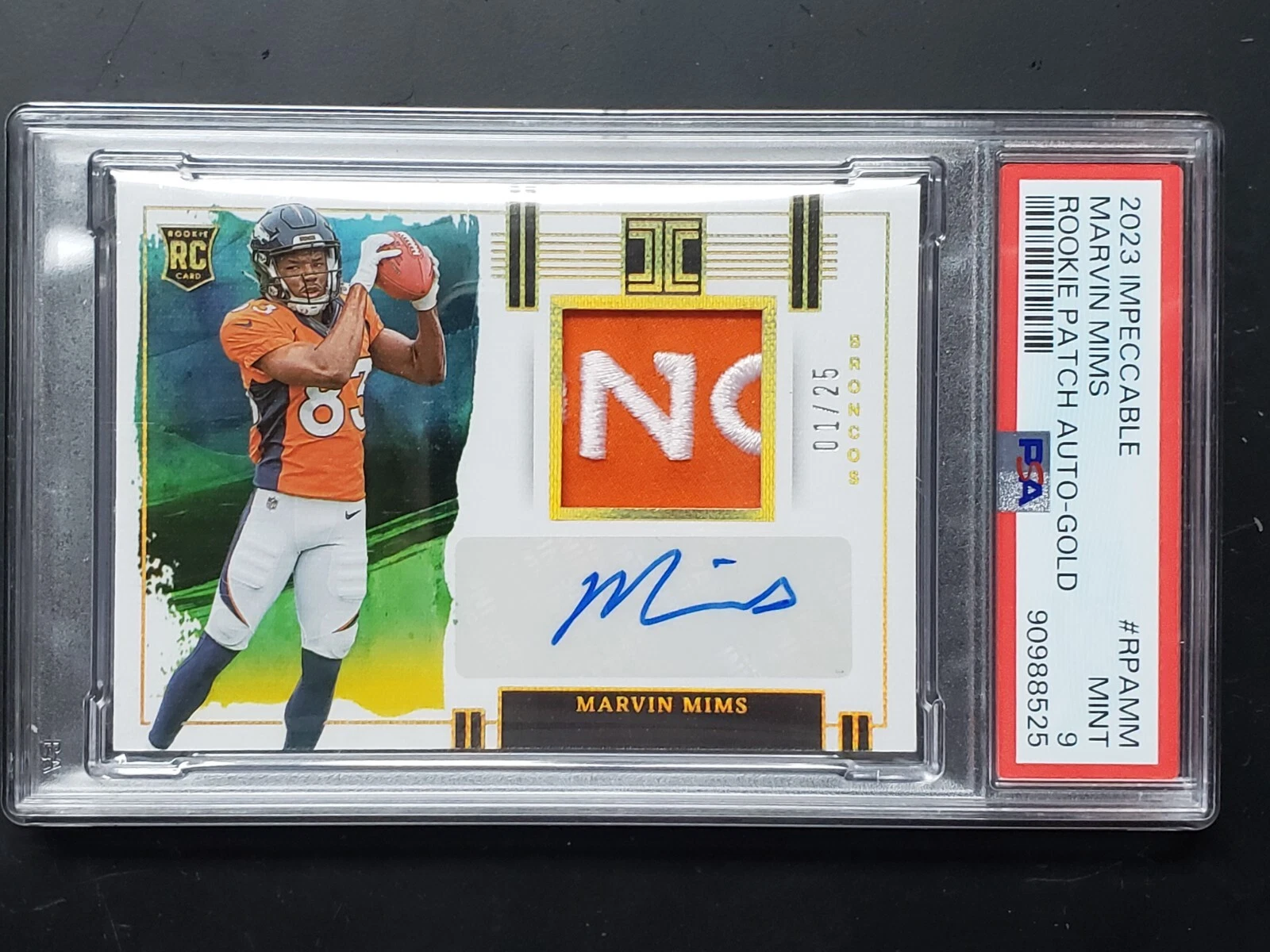 Marvin Mims Panini Impeccable Rookie Patch Autographs #RPAMM Gold