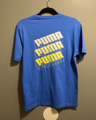 Puma Short Sleeve Crewneck T-Shirt Mens S Palace Blue 3D Logo Cotton New $25