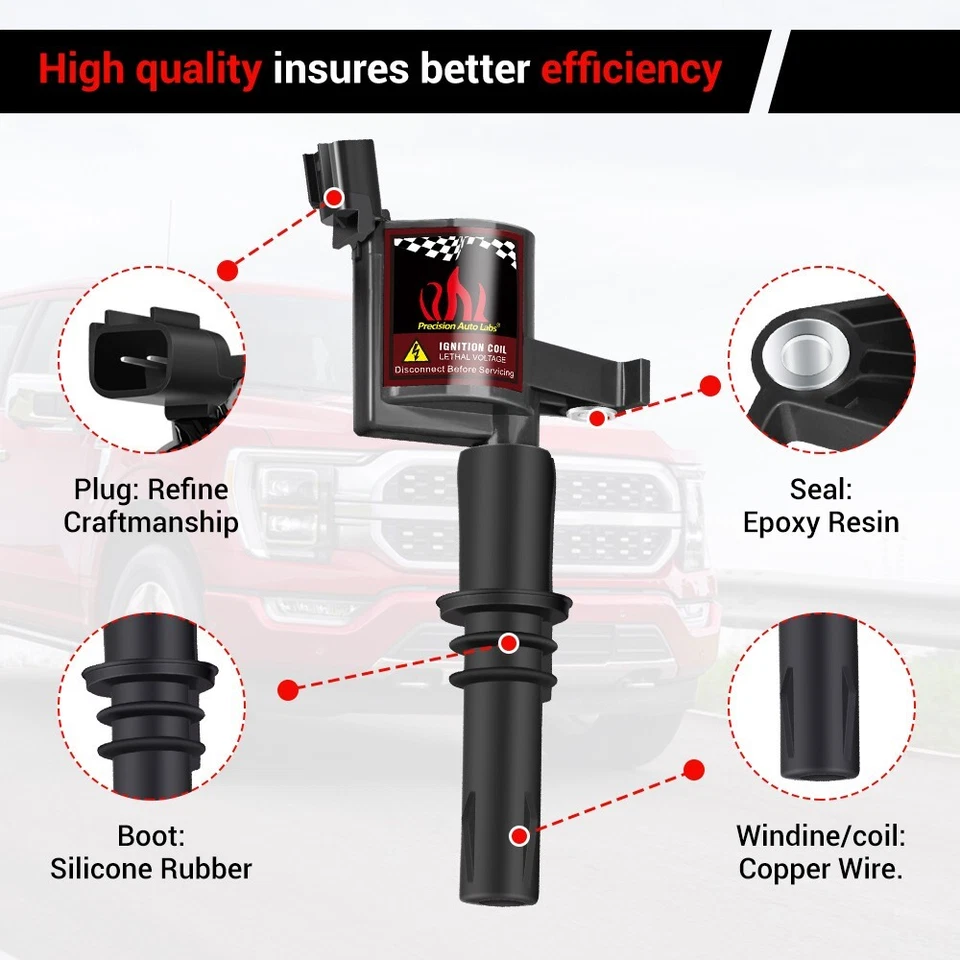Bobina de encendido DG511 8 piezas con bujías de platino para Ford F-150 2004-2008 5,4 L Foto 2 de 4