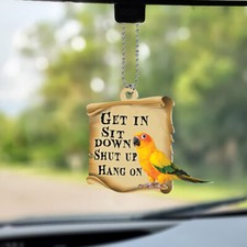 Sun Conure Get In Sit Down Shut Up Hang On Car Ornament, Sun Conure Car Ornament