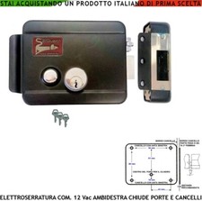 Elettroserratura DX e SX Sblocco 12 Vac Cancello Ante Battenti Porte Aut Manuale