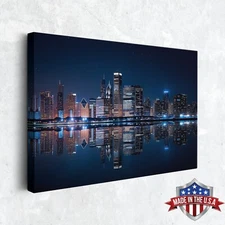 A Night in Chicago Wall Art - Canvas Print for Home Decor, Wall Decor Art Poster