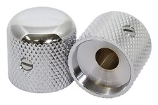 Metal Dome Round Top Knobs for 1/4" solid shaft pots - Guitar Chrome Set of 2