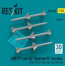 Reskit RS32-0458 AIM-7F Low Vis Sparrow III missiles 4pcs F-4 F-5 F-15 F-16 1/32