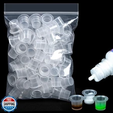 RAQEHO 100PCS Plastic Tattoo Ink Caps - Small Ink Cups Non-Spill 