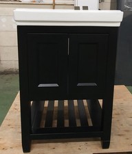 TL2623 BURLINGTON RIVF580BM RIVIERA 58CM 2 DOOR VANITY UNIT, MATT BLACK & BASIN