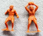 Vintage 1960s Marx 6" Caveman plastic figure lot of 2 - one damaged
