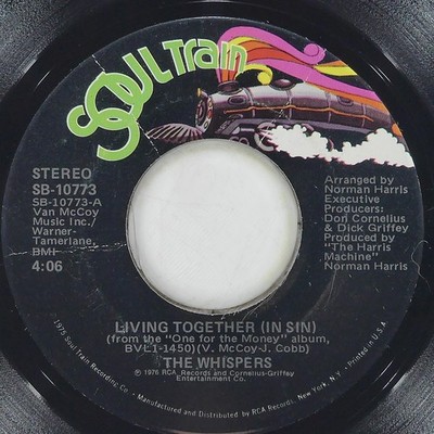 THE WHISPERS Living Together In Sin SOUL TRAIN SB-10773 EX 45 1976 Soul 7'' Funk