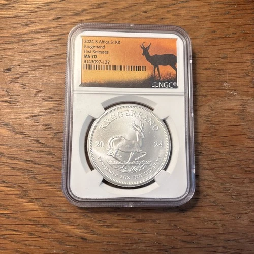 2024 SOUTH AFRICA SILVER KRUGERRAND NGC MS70 FIRST RELEASES LABEL