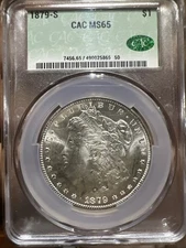 1879-S CAC MS65 BU Morgan Silver Dollar $1 Beautiful Luster