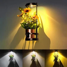 Solar Floor Lamps with Plant Stand, 3 Color Temperatures Solar Lights Outdoor Pa