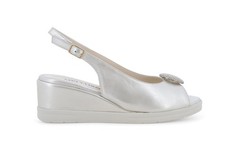 Melluso Sandalo zeppa argento con accessorio gioiello r80432q