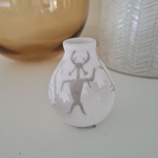 Hozoni Pottery Native American Art Pottery Mini Vase White Grey AS 050 6cm