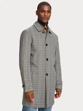 Scotch And Soda Men's Plaid Trench Coat - Everyday Holiday - Size Medium