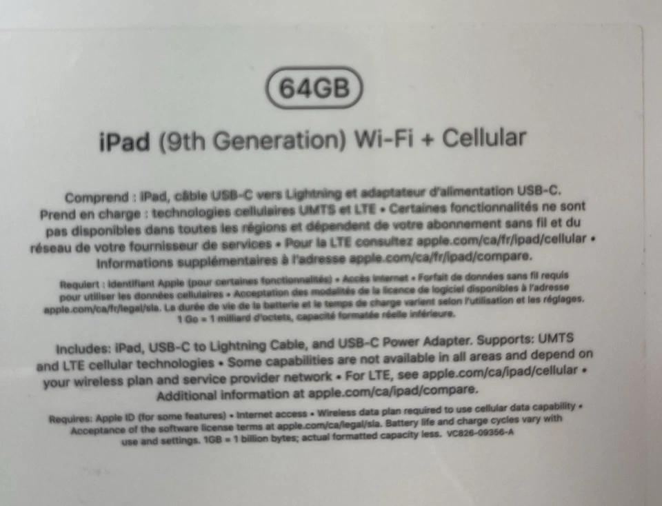 Apple iPad 9th Gen 64GB Wi-Fi + Cellular [ Silver ] NEW - Image 3 of 4