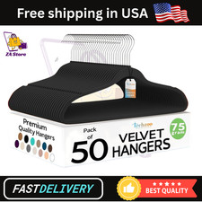 50 Pack Velvet Hangers Non Slip Space Saving Closet Suit Coat Dress Swivel Hook