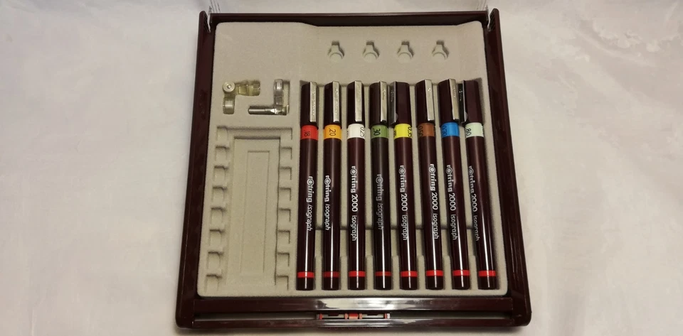 ⭕⭕⭕⭕ROTRING COLLEGE SET ISOGRAPH 8 PENS ⭕⭕⭕⭕UNBENUTZ⭕⭕UNUSED⭕⭕ASSEMBLED SET - Immagine 2 di 4
