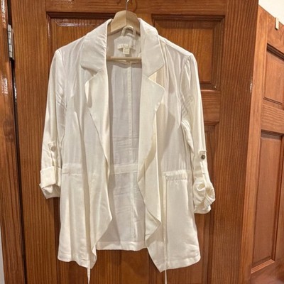 AMISU Ivory Open Collared Button Pocket Lightweight Jacket Women EU 38