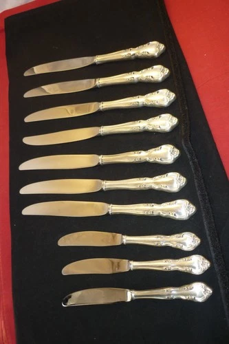 10 EASTERLING GORHAM AMERICAN CLASSIC STERLING SILVER & STAINLESS BUTTER KNIVES