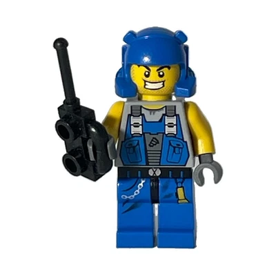 LEGO Minifigur Power Miners mit blauem Helm und Funkgerät (Walkie-Talkie) - Bild 1 von 4