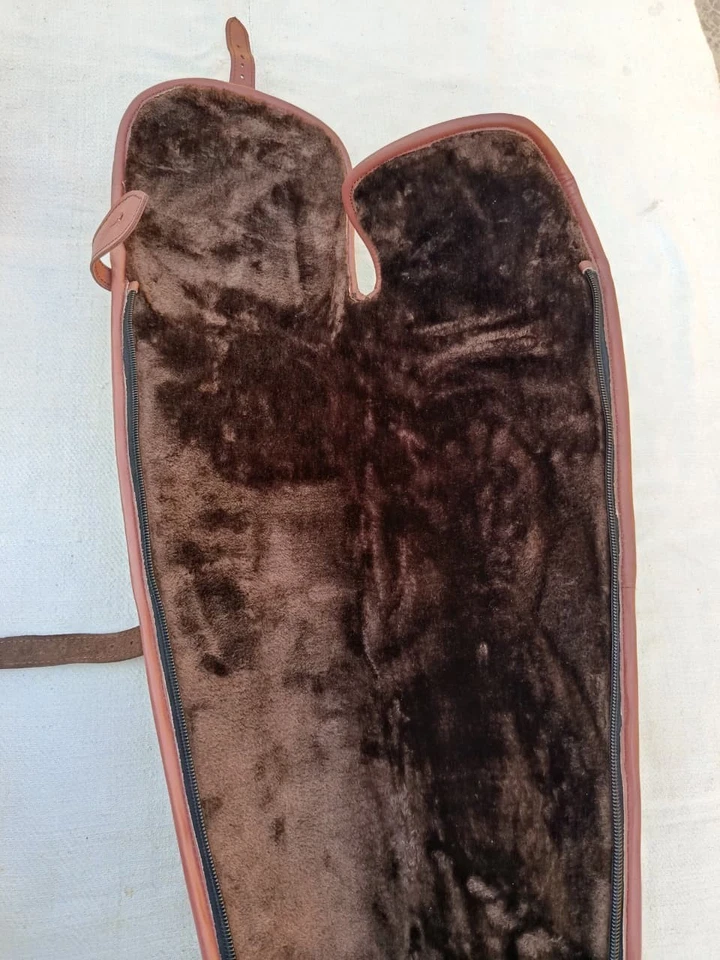 Hunting Shotgun Gun Slip Genuine Leather Rifle bag Case Shooting Padded Carry - Image 4 of 4