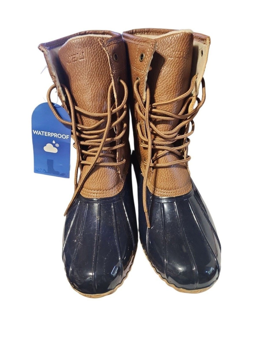Jambu JBU Waterproof Duck Boots Brown Black Faux Fur Lined  display picture 3