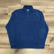 Croft Barrow Men's L Blue Fleece 1/4 Zip Mock Neck Pullover Sweatshirt