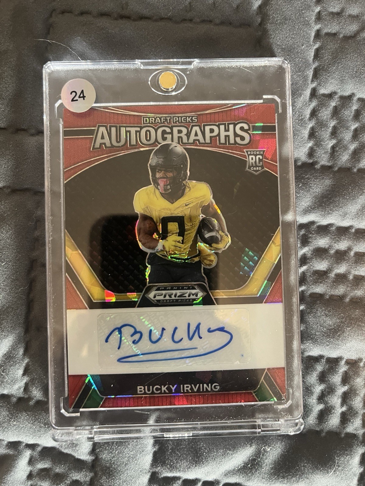 Bucky Irving RC Auto 2024 Panini PRIZM Draft Picks #DPA-BIG Red Cracked Ice