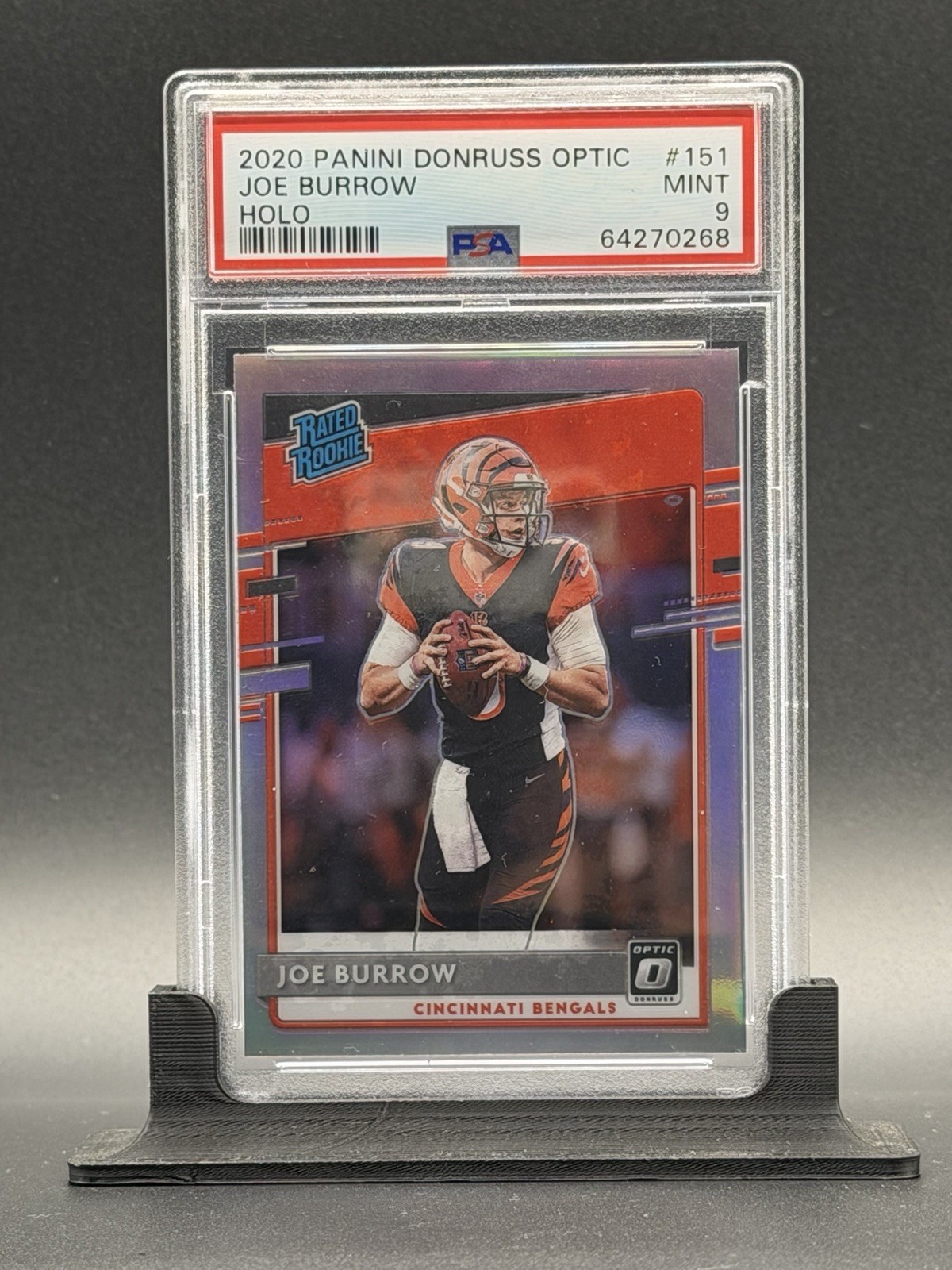 2020 Panini Donruss Optic Rated Rookies Joe Burrow #151 Holo Prizm (RC) PSA 9