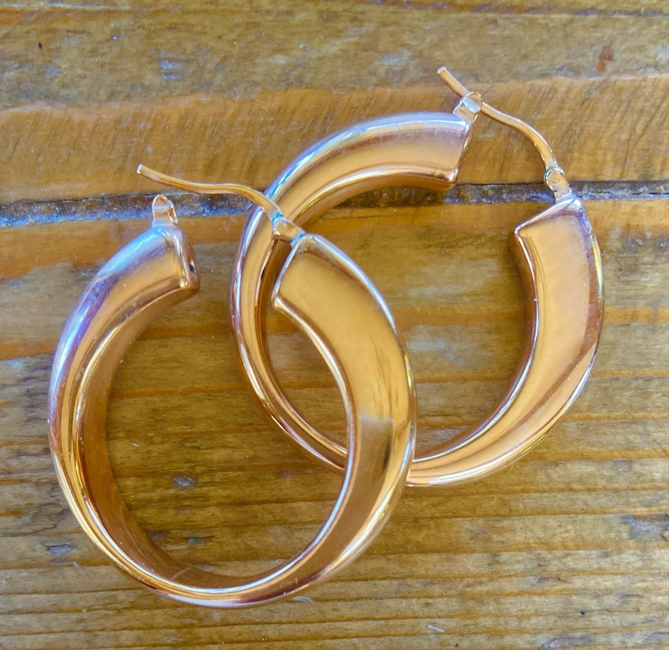 Bronzo Italia Bronze Rose Tone Hoop Earrings - Image 2 of 4