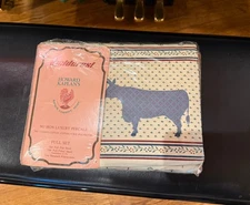 Fieldcrest Luxury Full Sheet Set Percale Animal Howard Kaplans Vintage New