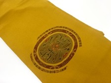 7572270: JAPANESE KIMONO JAPANESE NAGOYA OBI / CHIRIMEN / EMBROIDERY / ABSTRACT
