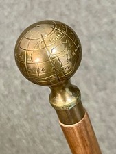 Handmade Antique Brass Round Victorian Handle Designer Wooden Walking Stick Gift