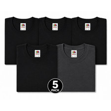 Fruit of the Loom 5-Pack Heavy Cotton HD T-Shirts Size 2XL - 4 Black 1 Gray