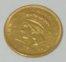 1856 Indian Princess Head Ty-3 GOLD $1 EXTRA FINE ~ Obverse Scratch